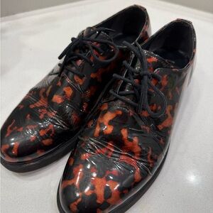Women’s Camper Black and Orange Patterned Oxfords Animal Print size 40